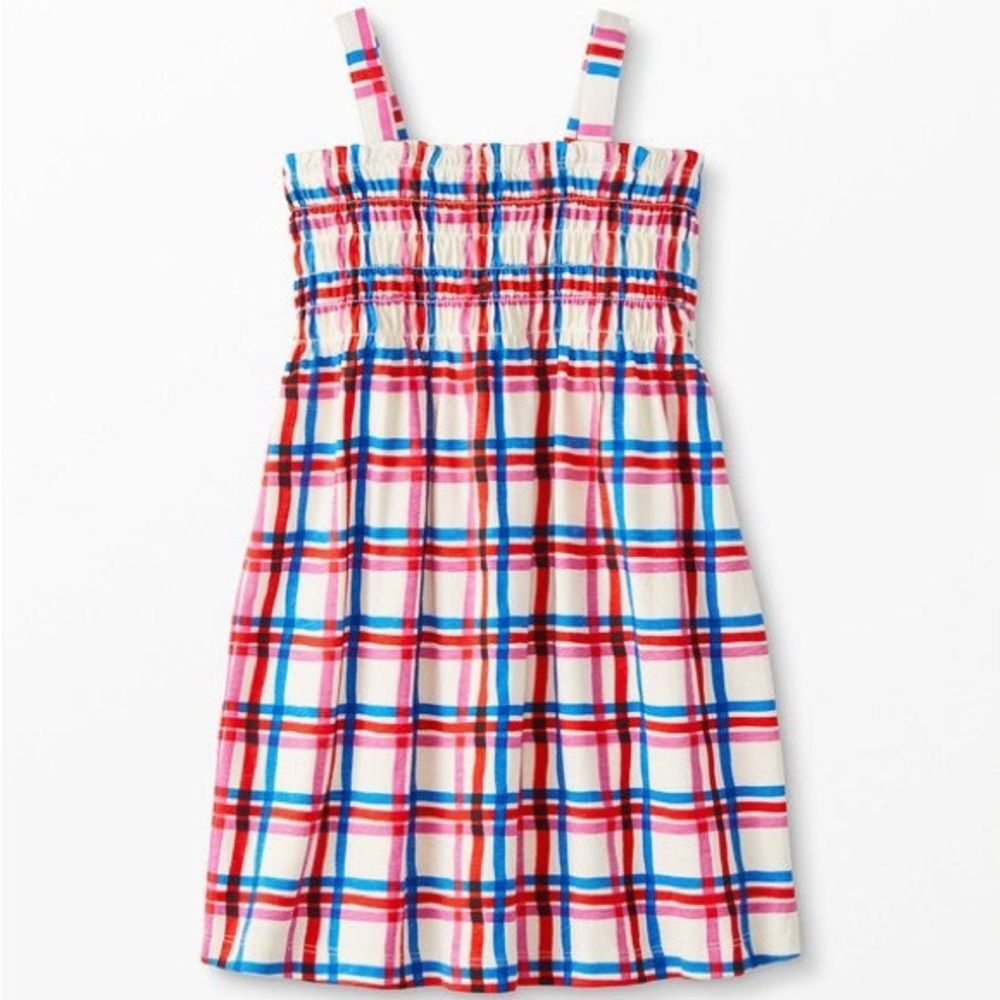 Hanna Anderson Smocked Dress in Colorful Plaid 12 NWOT